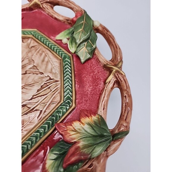 Fitz & Floyd Christmas Lodge Wall Plate Canape Plate 10 1/2" w Hanging Bracket - Picture 7 of 12